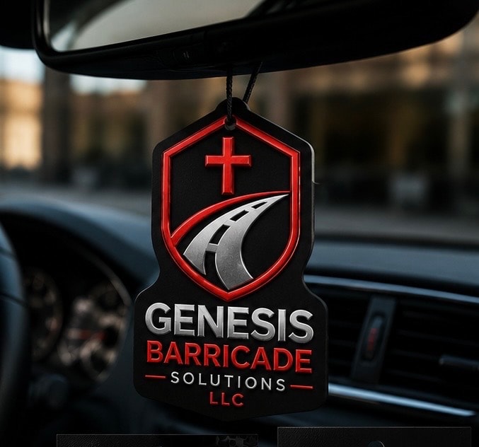 Genesis Barricade Solutions shield car air freshener
