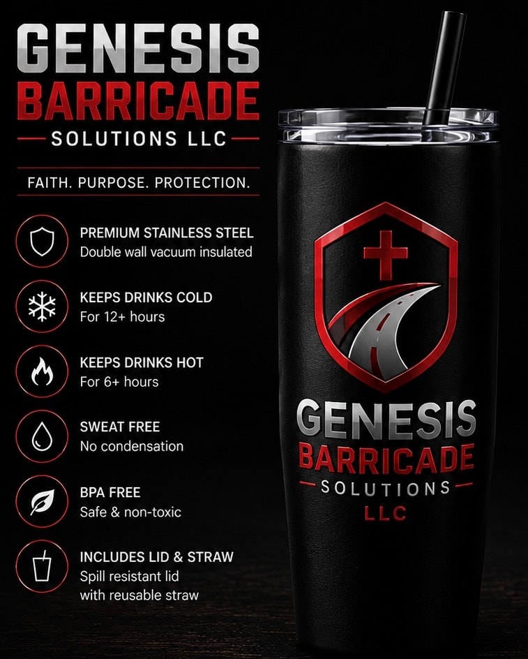 Genesis Barricade Solutions branded stainless steel tumbler